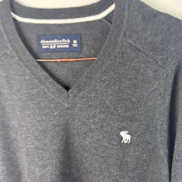 Abercrombie & Fitch Mens Minimalist Preppy Stretch Sweater Grey Size Medium - Picture 7 of 9